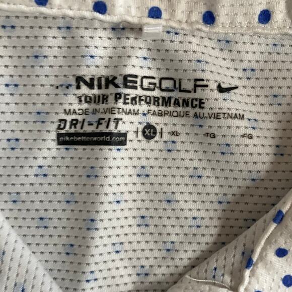 Nike Golf Tank Top XL Dri Fit Sleeveless Polo Shirt Polka Dot White Athletic - Picture 9 of 16